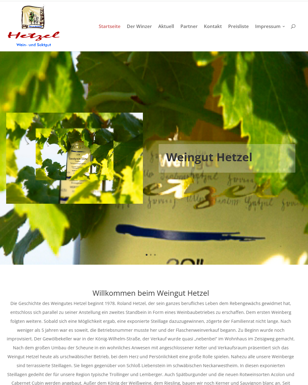 Aktuelle Startseite weingut-hetzel.de — Stand Mai 2026